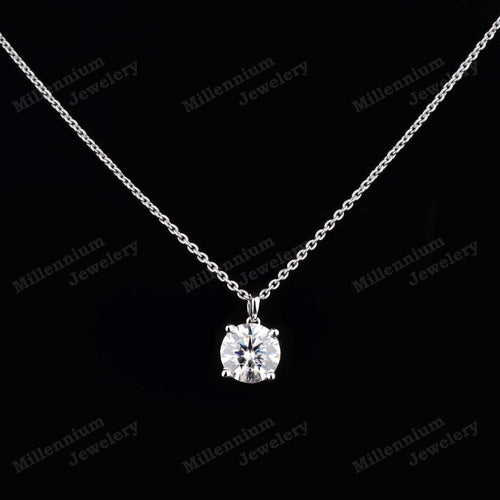 1.75ct Moissanite Diamond Pendant Necklace 925 Sterling Silver