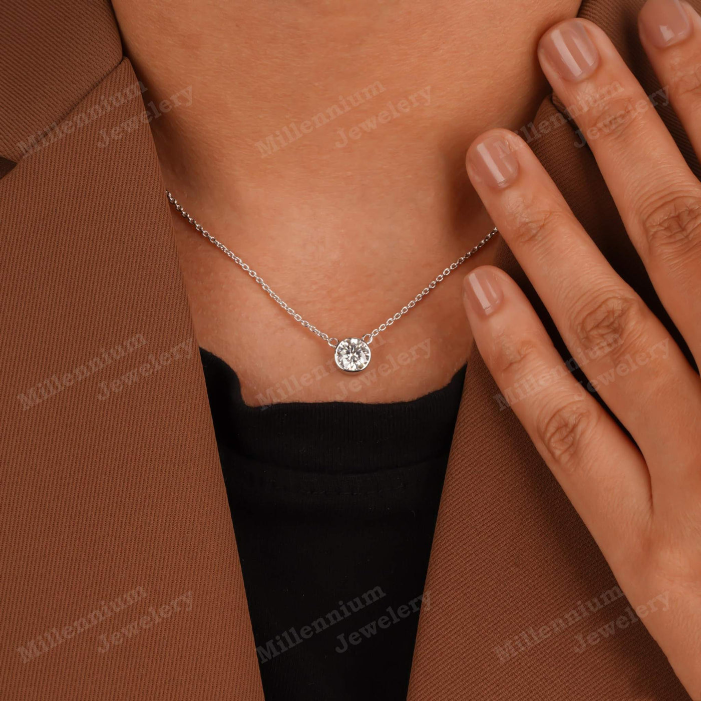 1 Carat Moissanite Diamond Pendant Necklace 925 Silver Last