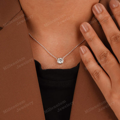 1 Carat Moissanite Diamond Pendant Necklace 925 Silver Last