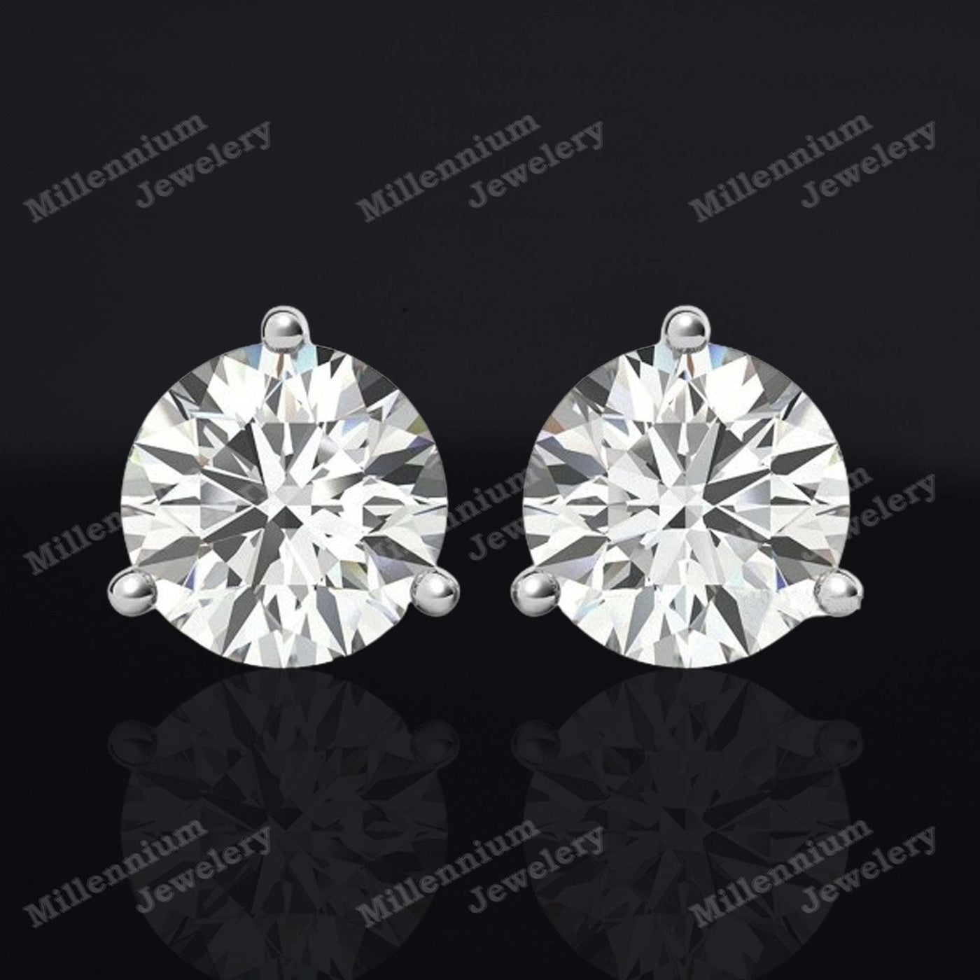 Martini 1 C Moissanite Diamond 10K White Gold Push Back Stud Earrings First