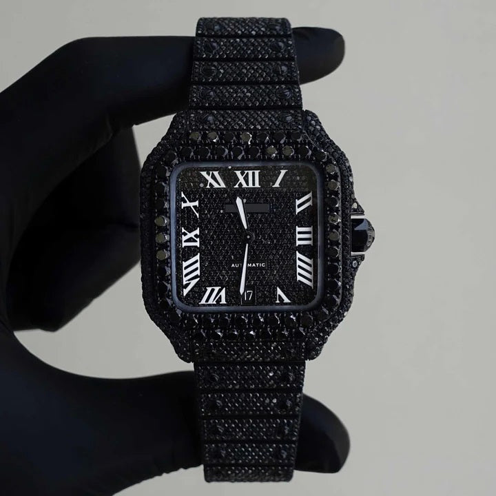 Custom Black Moissanite Diamond Iced Out Automatic Watch First