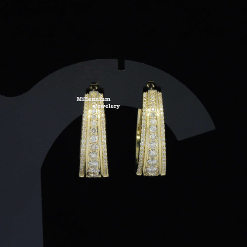 Round Moissanite Diamond Hip Hop Huggie Hoop Unisex Earring