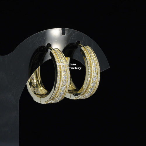 Round Moissanite Diamond Hip Hop Huggie Hoop Unisex Earring