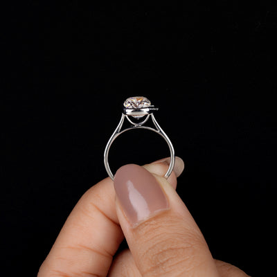 2 Carat Moissanite Diamond Bazel Set Cushion Cut Solitaire Ring Nine