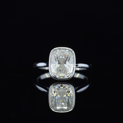 2 Carat Moissanite Diamond Bazel Set Cushion Cut Solitaire Ring First