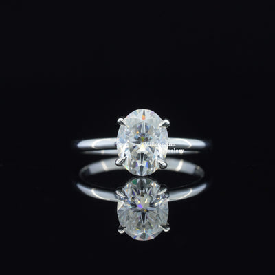 1.5 Carat Moissanite Diamond Hidden Halo Set Oval Cut Ring First