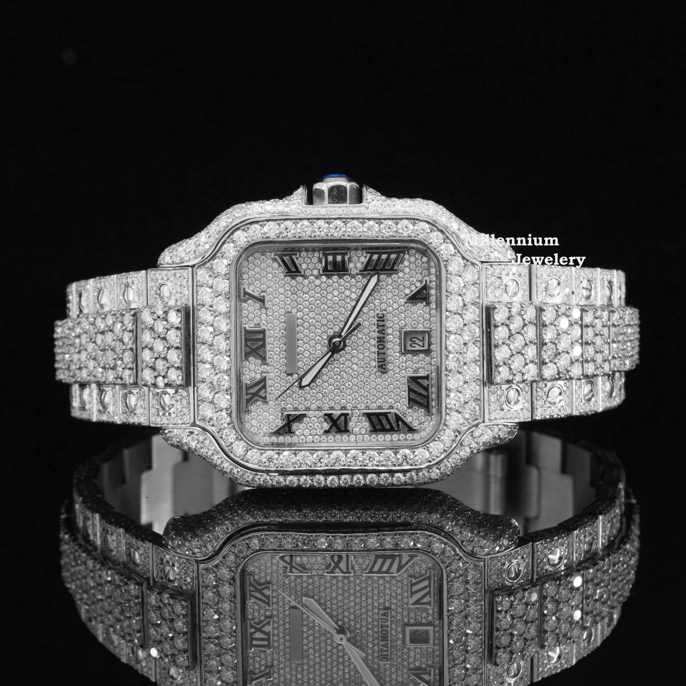 Awesome Moissanite Diamond Iced Out Swiss Movement Watch With White Gold Color