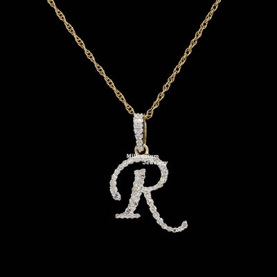 Custom R Initial Moissanite Diamond Iced Out Hip Hop Pendant Second