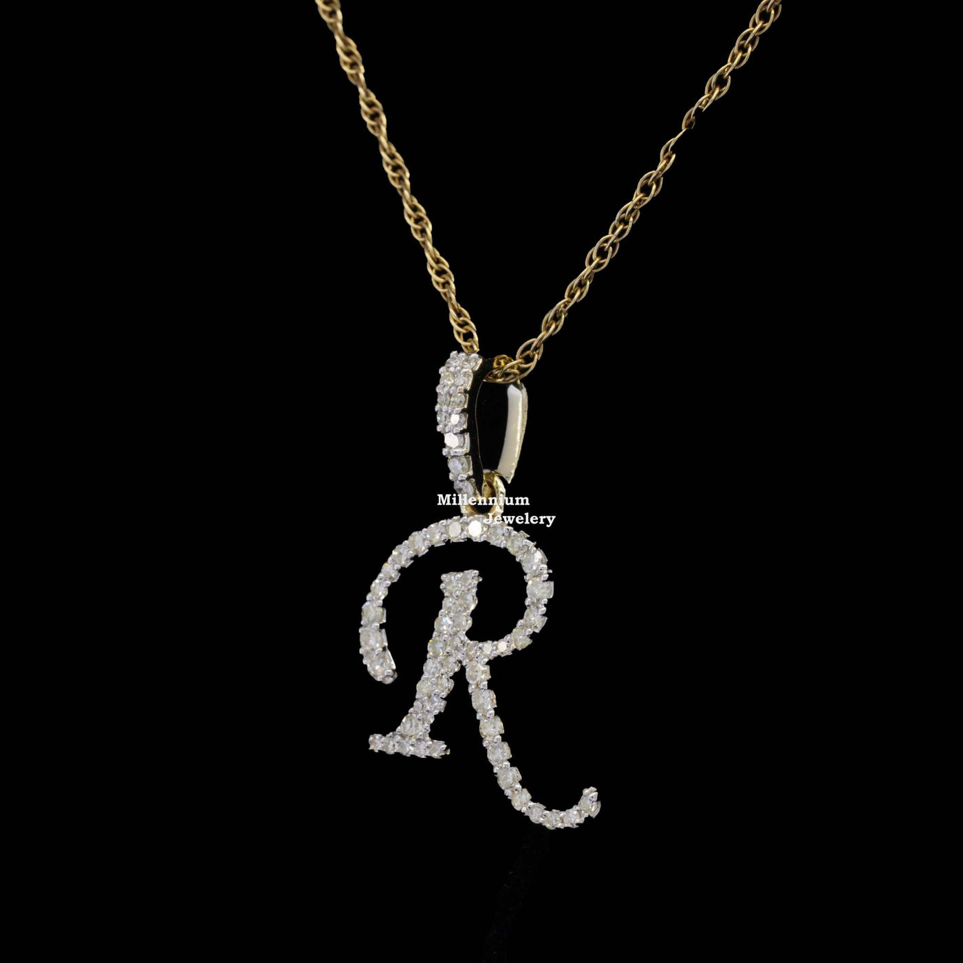 Custom R Initial Moissanite Diamond Iced Out Hip Hop Pendant Third