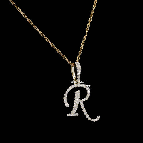 Custom R Initial Moissanite Diamond Iced Out Hip Hop Pendant