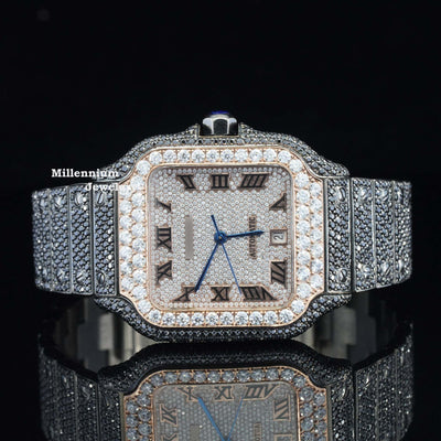 Fantastic Moissanite Diamond White And Jet Black Automatic Watch WIth Diamond Body