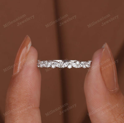 Round And Marquise Cut Wedding Half Eternity Band In Lab Grown Diamond First