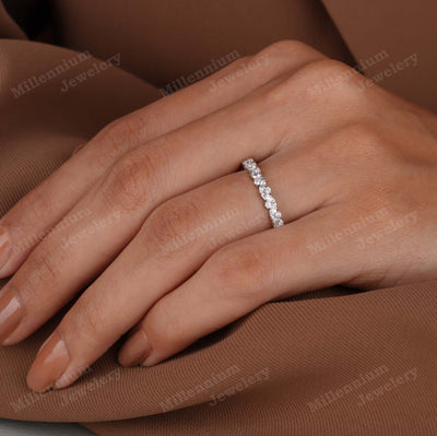 Round And Marquise Cut Wedding Half Eternity Band In Lab Grown Diamond Seven