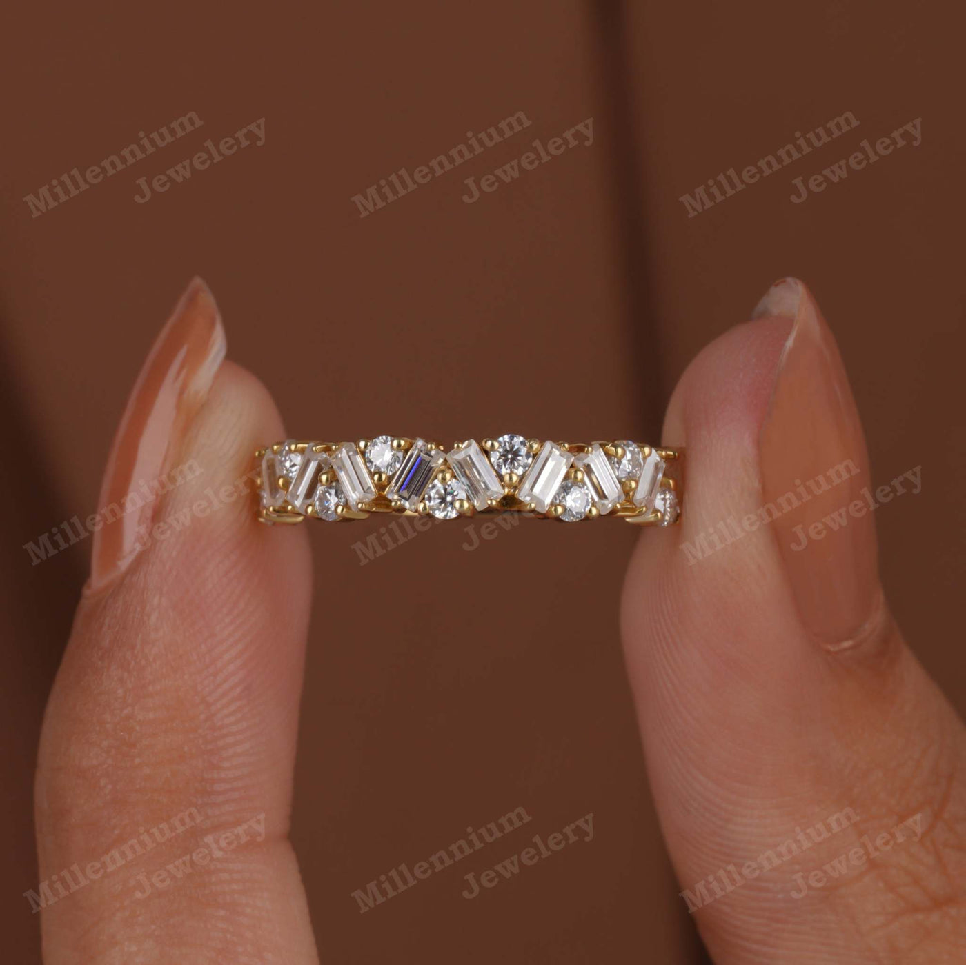 Half Eternity Baguette Round Cut Lab Grown Diamond Ring First