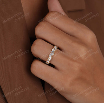 Half Eternity Baguette Round Cut Lab Grown Diamond Ring Sixth