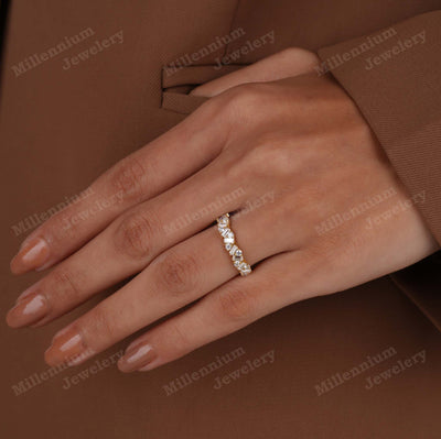 Half Eternity Baguette Round Cut Lab Grown Diamond Ring Nine