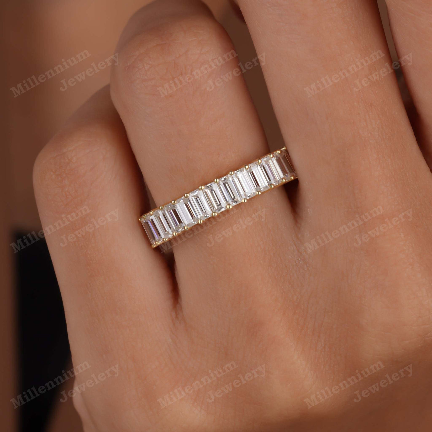 Stylish Baguette Shape Wedding Band In Lab Grown Diamond Forth