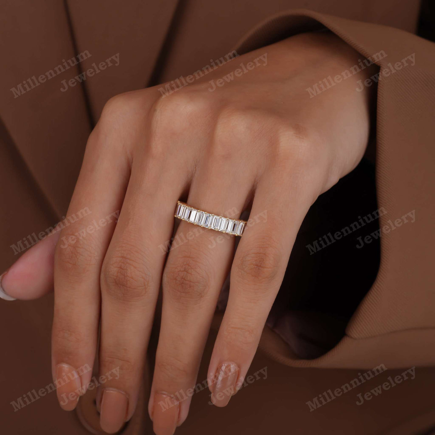 Stylish Baguette Shape Wedding Band In Lab Grown Diamond Eight