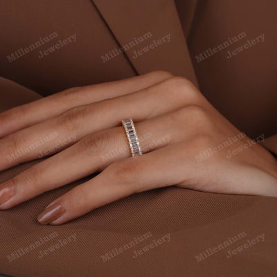 Stylish Baguette Shape Wedding Band In Lab Grown Diamond Ten