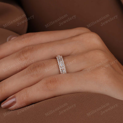 Round And Baguette Shape Anniversary Band In Lab Grown Diamond Fifth