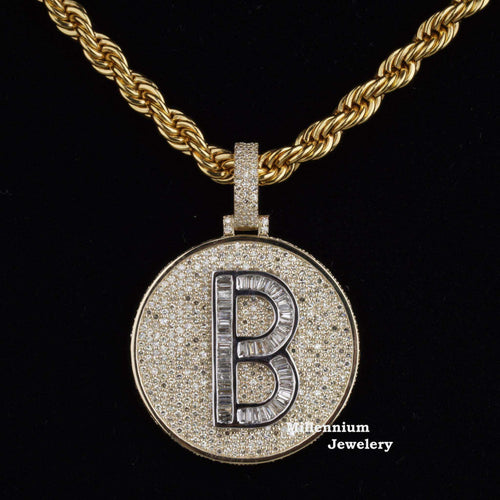 Custom Casual B Initial Moissanite Diamond Bust Down Hip Hop Pendant