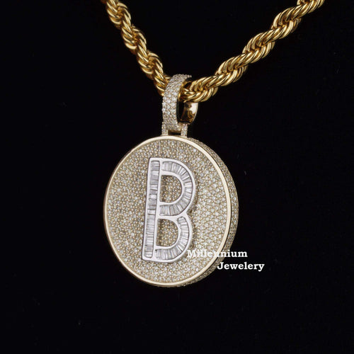 Custom Casual B Initial Moissanite Diamond Bust Down Hip Hop Pendant