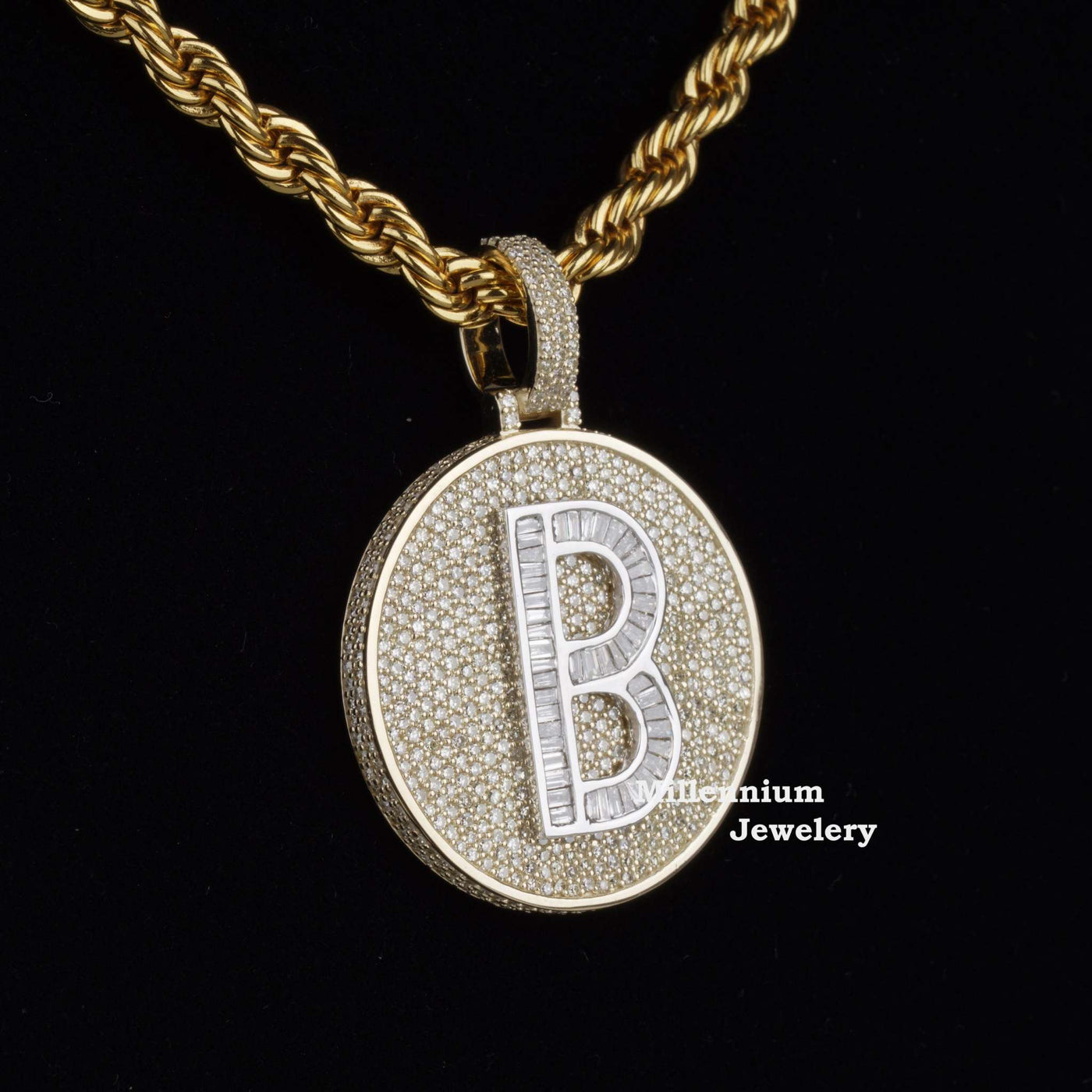 Casual B Initial Moissanite Diamond Bust Down Hip Hop Style Pendant Third