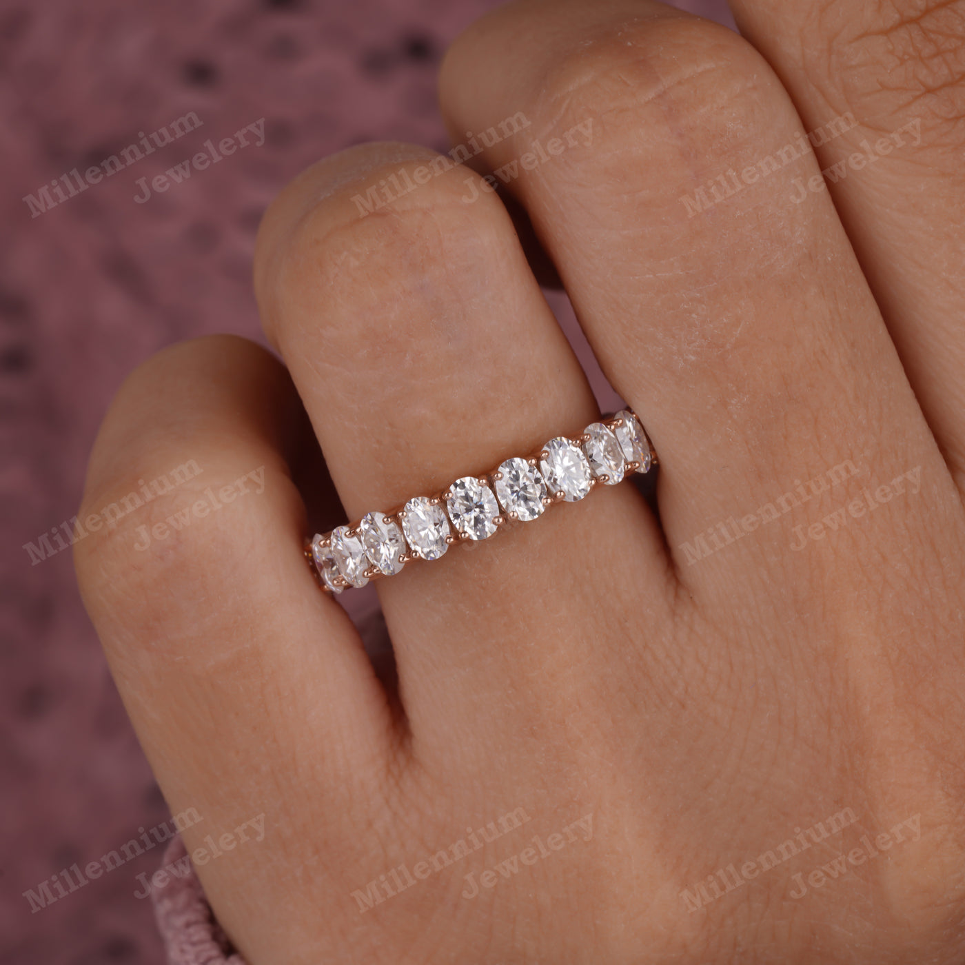 Amazing Ideal Oval Cut Wedding Full Eternity Band In Lab Grown Diamond Seven