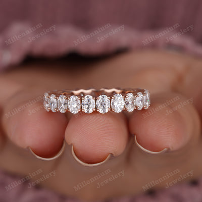 Amazing Ideal Oval Cut Wedding Full Eternity Band In Lab Grown Diamond Third