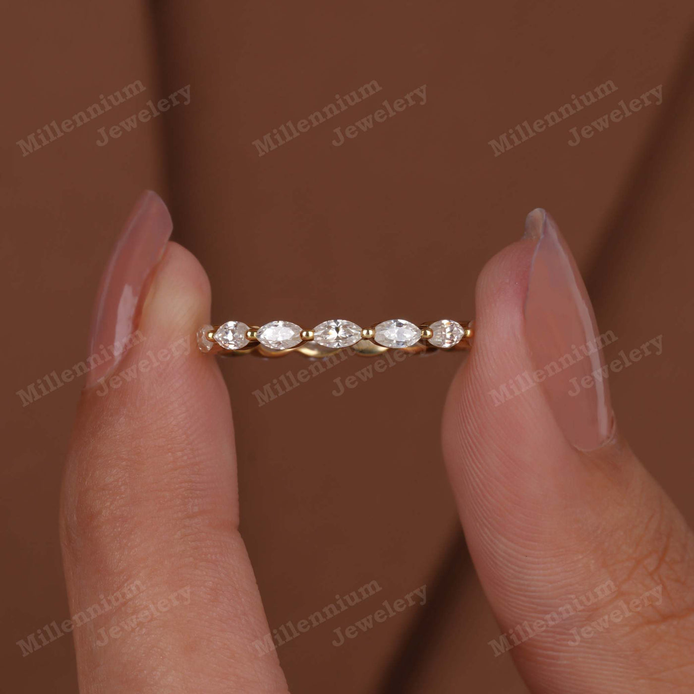 Elegant Eternity Band in Marquise Cut Lab Grown Diamond First