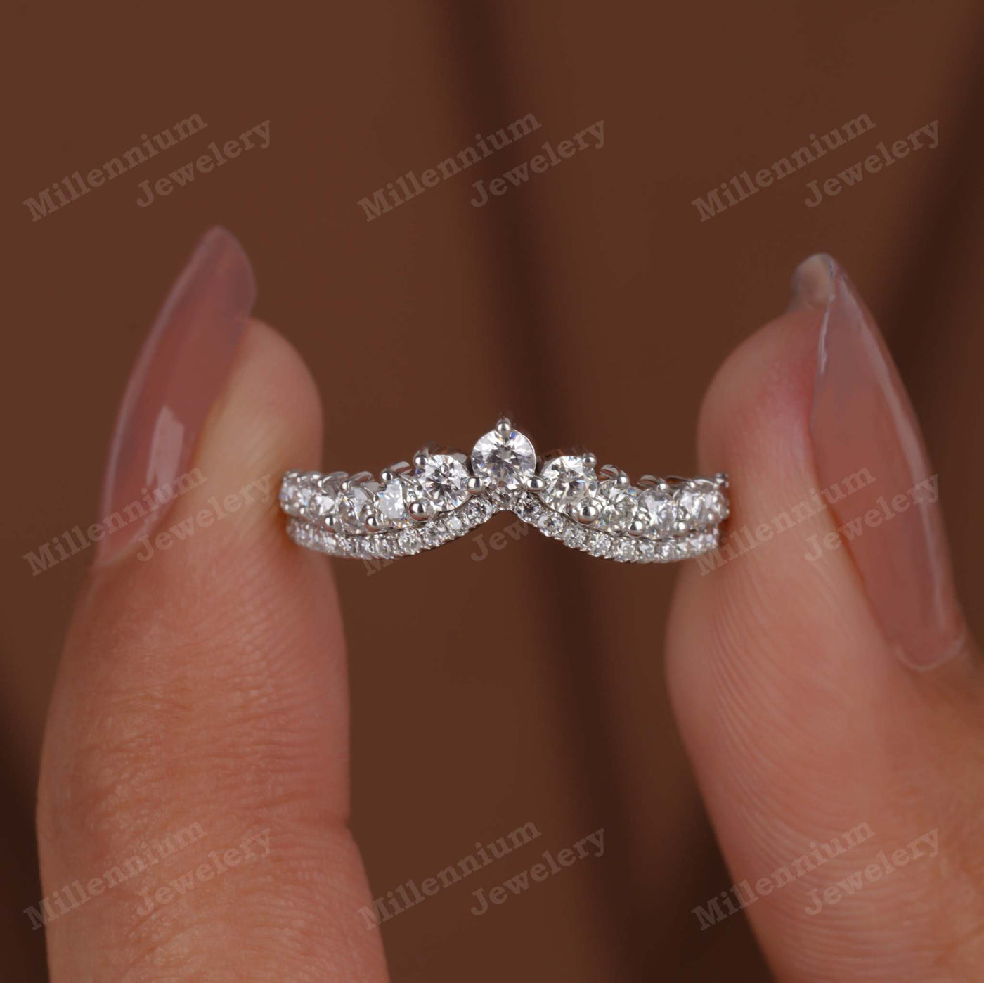 Round Shape Tiara Style Wedding Band In Lab Grown Diamond First