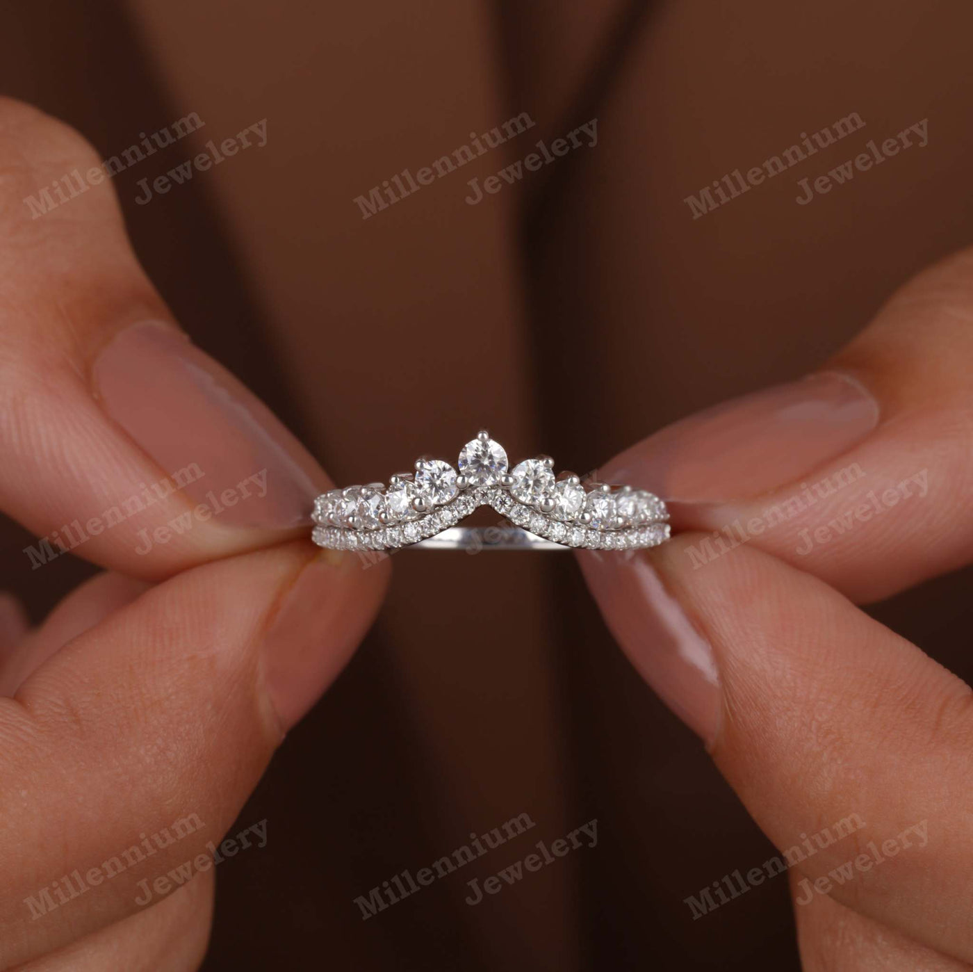 Round Shape Tiara Style Wedding Band In Lab Grown Diamond Second