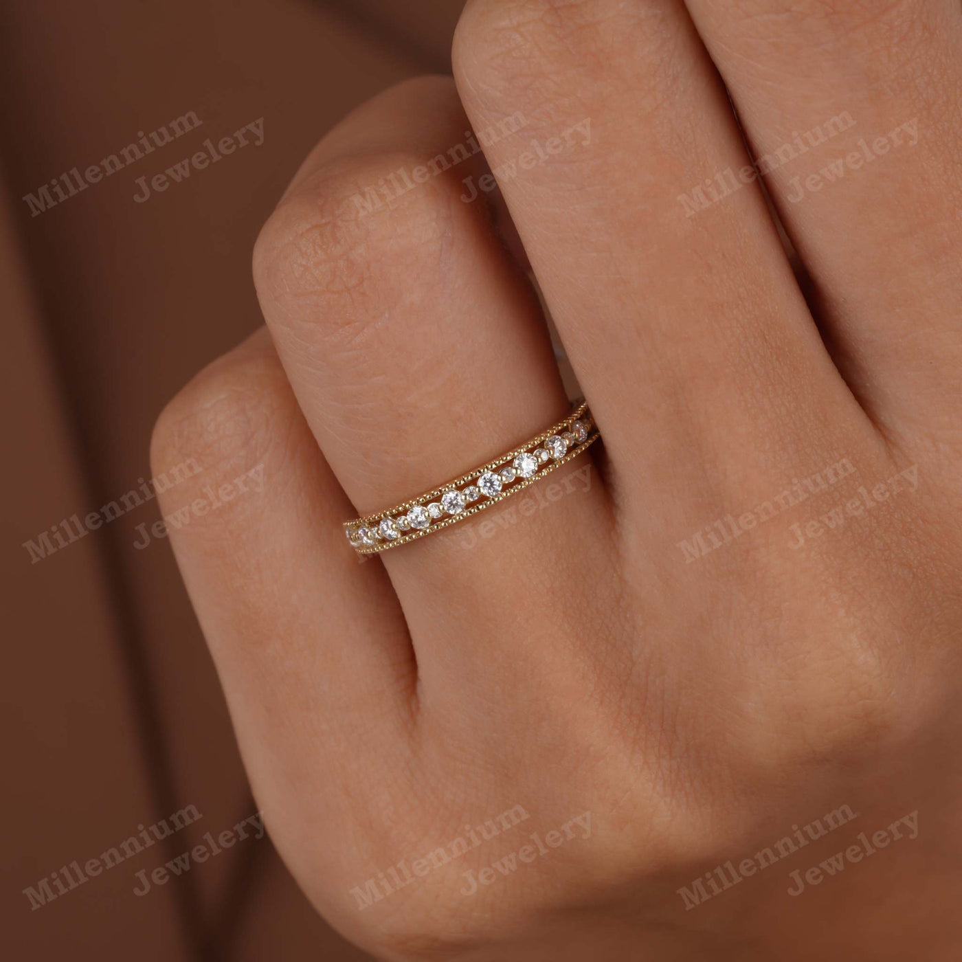 Brilliant Round Shape Prong Setting Wedding Band In Lab Grown Diamond Sixth