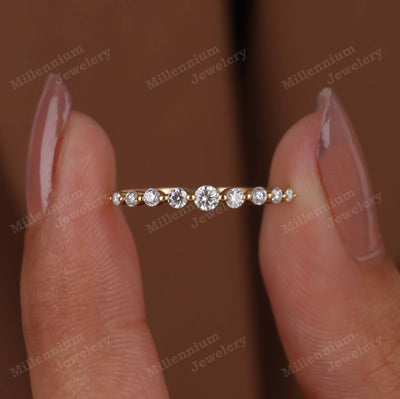 Round Cut Wedding Half Eternity Band In Lab Grown Diamond First