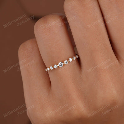 Round Cut Wedding Half Eternity Band In Lab Grown Diamond Second