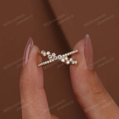 Cross Pattern Brilliant Cut Round Engagement Band In Lab Grown Diamond First