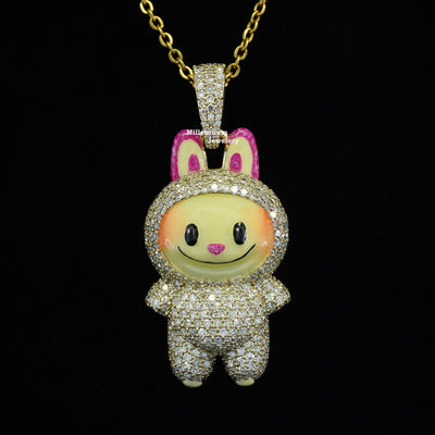2.2CT White Diamond Labubu Pendant