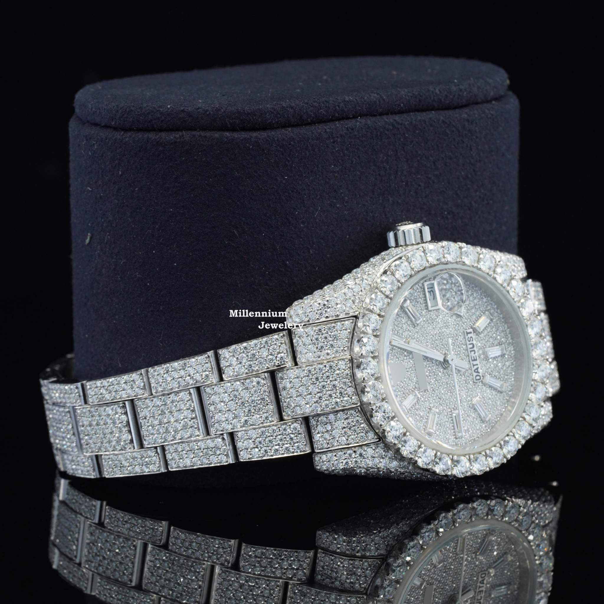 Classic Look Business Style Analog Fully Iced Out Moissanite Watch Body