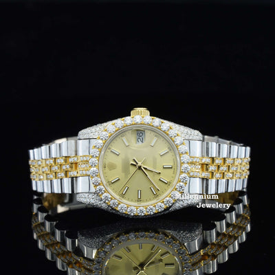 Moissanite Diamond Iced Out Fully Automatic Business Watch With Gold Color