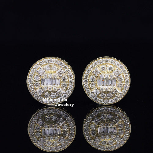 Amazing Round Moissanite Diamond Fancy Look Hip Hop Style Stud Earring
