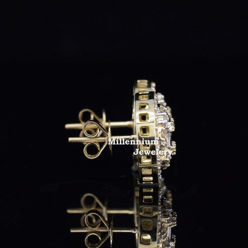 Amazing Round Moissanite Diamond Fancy Look Hip Hop Style Stud Earring