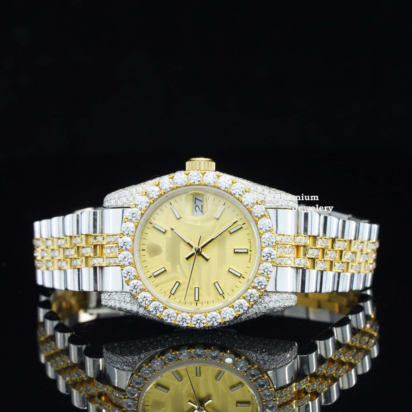 Royal Moissanite Diamond Iced Out Automatic Movement With Gold