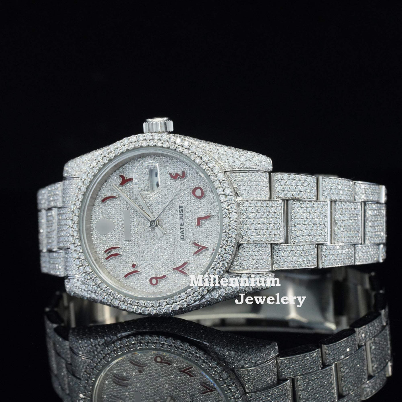 Stylish Marvelous Iced Out White Dial Moissanite Diamond Watch Third