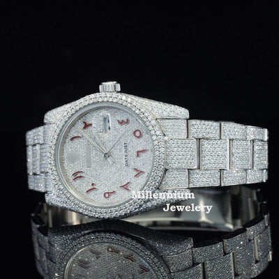 Stylish Marvelous Iced Out White Dial Moissanite Diamond Watch Third