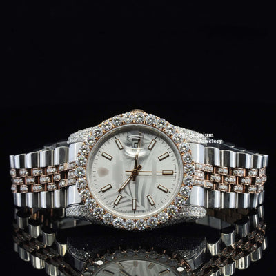 Exquisite Iced Out And Automatic Moissanite Diamond Watch With Rose Gold Color