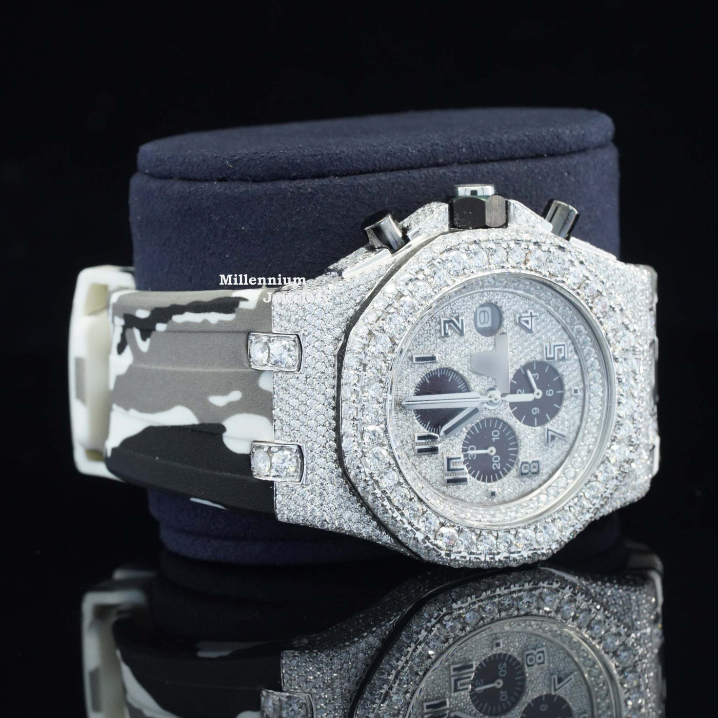 Chronograph Automatic Moissanite Iced Out with Double Color Belt Body