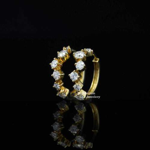 0.80ct Round Cut Moissanite Hoop Earrings For Women
