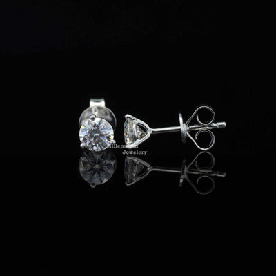Round Cut Stud Moissanite Earrings For Women