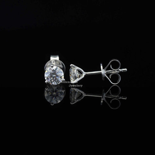 Round Cut Moissanite Stud Earrings For Women