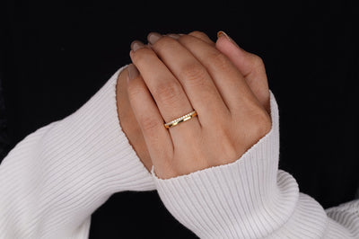 Wedding Band For Women One Side Pave Diamond Ring
